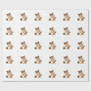 Papier Cadeau Illustration vectorielle de chien de volleyball Co