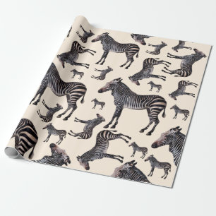 Papier Cadeau Illustration Vintage de Zebra Safari