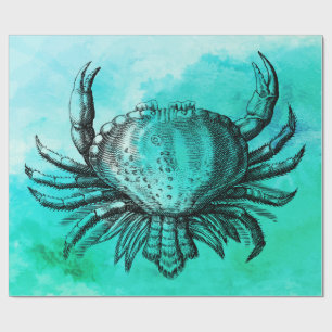 Papier Cadeau Illustration Vintage du crabe (Sea Life) (Sous-mar