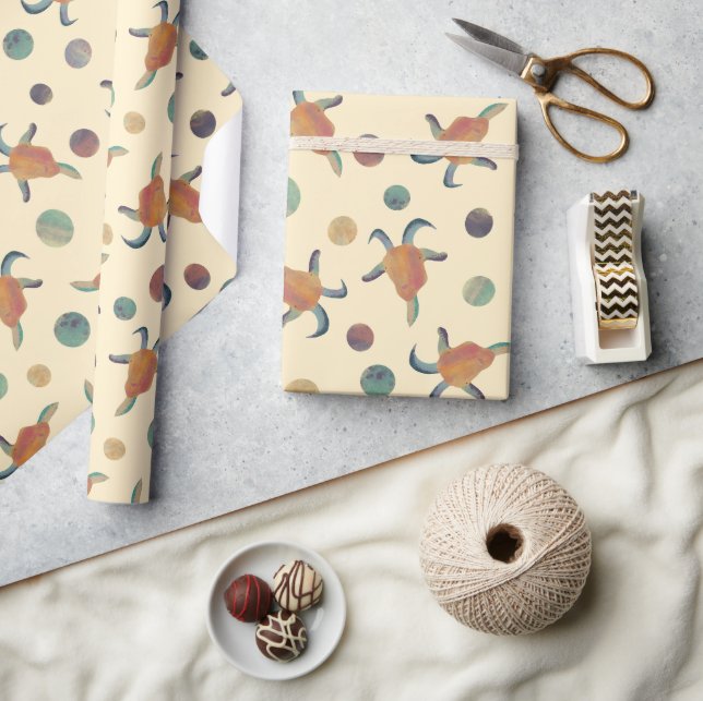 Papier Cadeau Illustrations de chèvre peinte moderne et Pois (Artisanat)