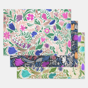 Papier Cadeau Illustrations de feuille florale Rose colorée