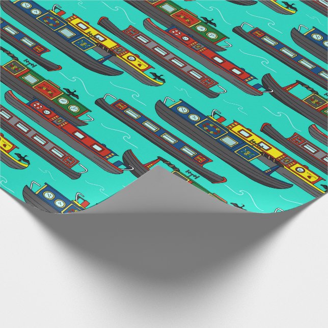 Papier Cadeau Illustrations des bateaux à canaux et des bateaux  (Coin)