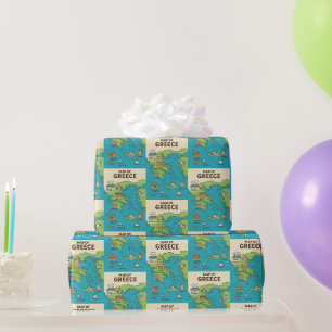 Papier cadeau illustré de la Grèce Amoureux des