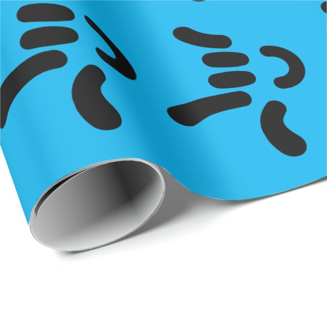 Papier Cadeau ILY (I Love You) ASL - Gift Wrapping Blue (Coin rond)