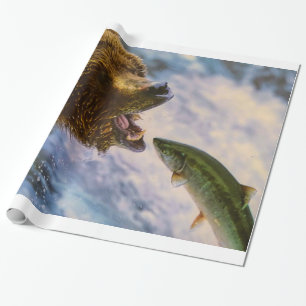 Papier Cadeau Image extraordinaire de saumon d'ours gris
