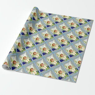 Papier Cadeau Image victorienne vintage d'un ange avec des lis