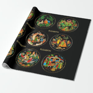 Papier Cadeau Imaginaire coloré de contes de fées russes Vinta
