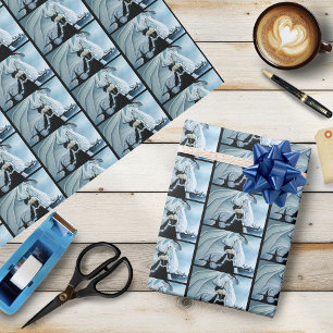 Papier Cadeau Imaginaire de dragon blanc de la reine blanche