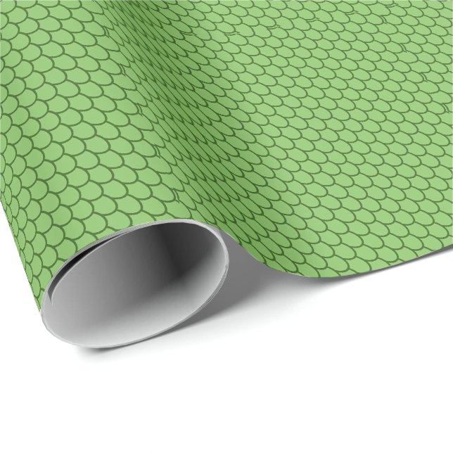 Papier Cadeau IMAGINAIRE PARTY, GREEN DRAGON SCALES MOTIF Nouvea (Coin rond)