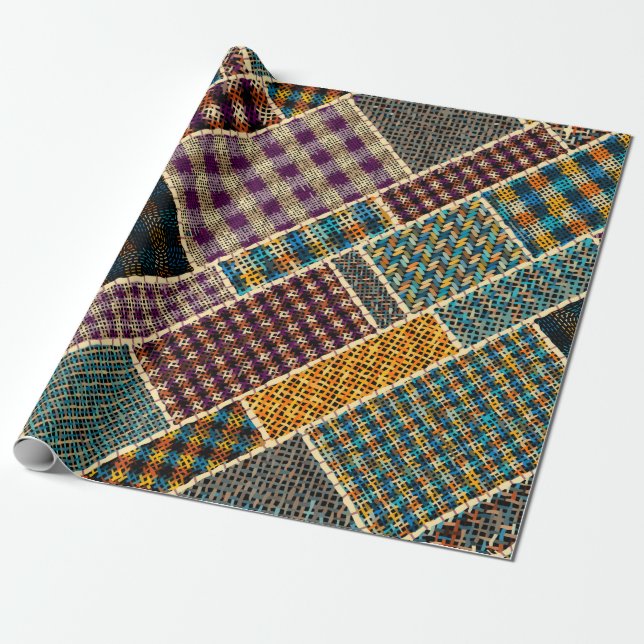 Papier Cadeau Imitation du motif de patchwork indien avec textur (Déroulé)