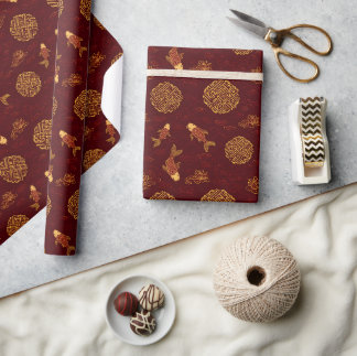 Papier Cadeau Imperial Fortune | Midnight Koi Lotus