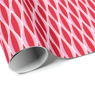Papier Cadeau Impression à ruban du milieu du siècle, corail pro