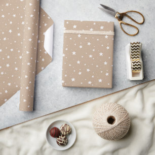 Papier Cadeau Impression Boho Rêveuse étoilée Enfants Pale Tan C