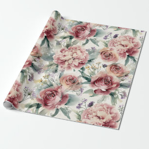 Papier Cadeau Impression botanique surdimensionnée Roses roses P