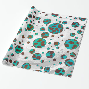 Papier Cadeau Impression Brown et Turquoise dalmate