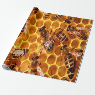 Papier Cadeau Impression d'abeilles miel