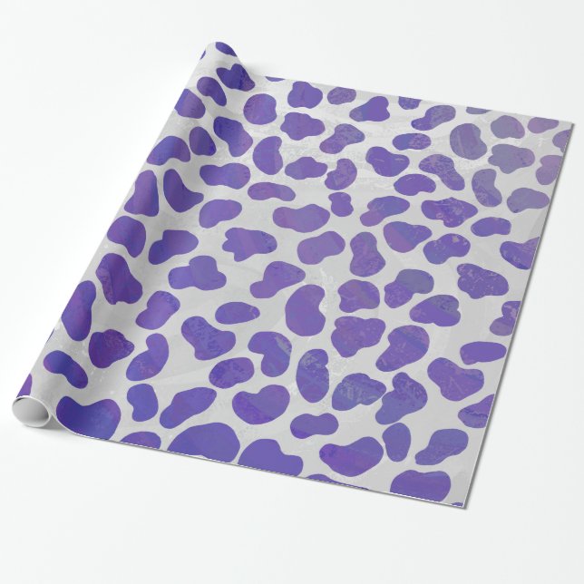 Papier Cadeau Impression dalmate violet et blanche (Déroulé)