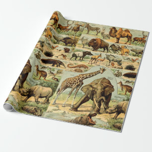 Papier Cadeau Impression d'animaux vintage faune africaine