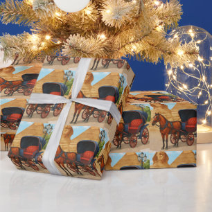 Papier Cadeau Impression d'art de calèche égyptienne vintage Rét
