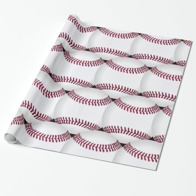 Papier Cadeau Impression de base-ball (Déroulé)
