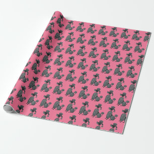 Papier Cadeau Impression de caniche rose