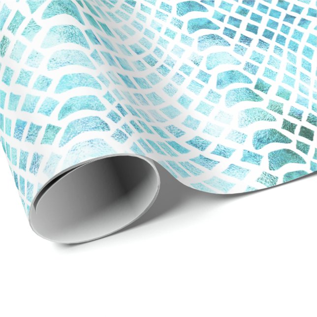 Papier Cadeau Impression de serpent Turquoise Aqua (Coin rond)