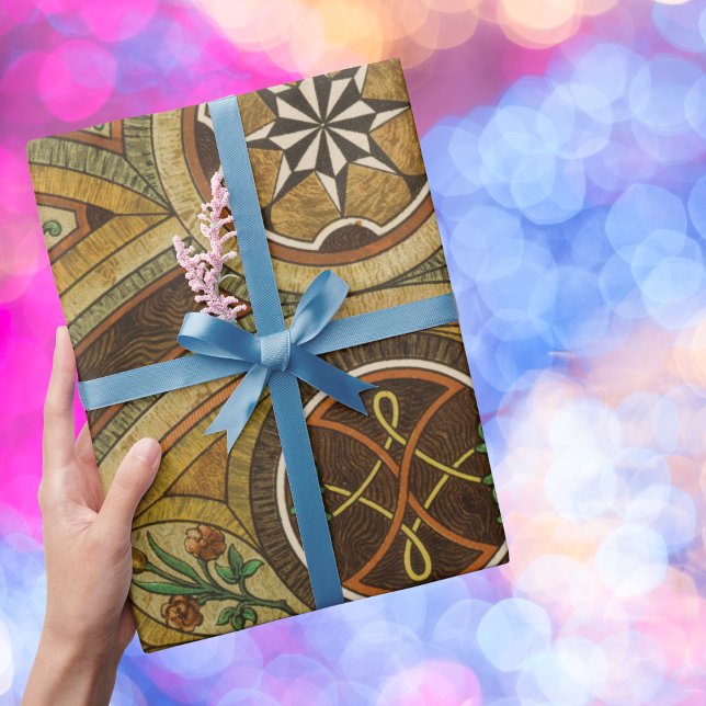 Papier Cadeau Impression décorative ancienne en bois (Créateur téléchargé)