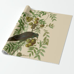 Papier Cadeau Impression d'oiseau Grackle violet d'Audubon Botan
