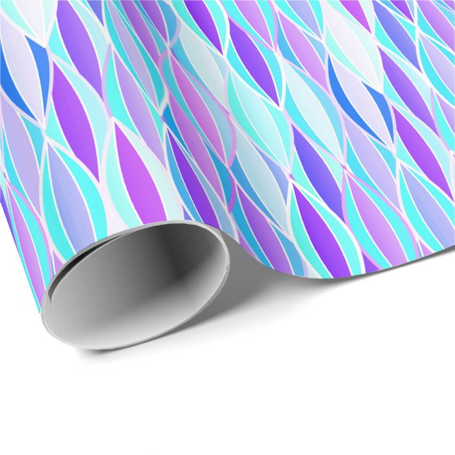 Papier Cadeau Impression du ruban du milieu du siècle - violet e (Coin rond)