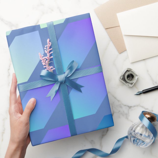 Papier Cadeau Impression Hexagone de dégradé bleu (Cadeaux)