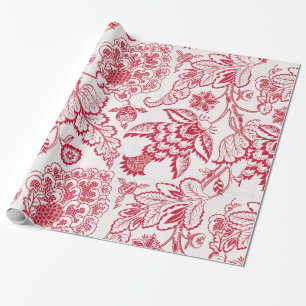 Papier Cadeau Impression Jacobean rouge