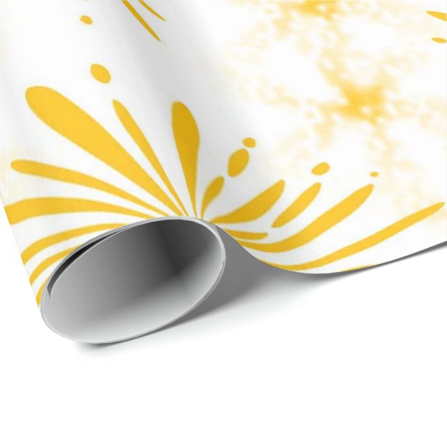 Papier Cadeau Impression jaune citron (Coin rond)