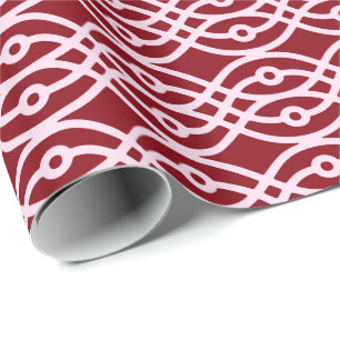 Papier Cadeau Impression kimono, bordeaux et rose