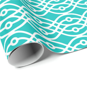 Papier Cadeau Impression kimono, turquoise et blanc