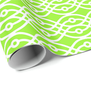 Papier Cadeau Impression kimono, vert citron et blanc