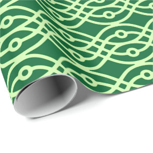 Papier Cadeau Impression kimono, vert foncé et clair