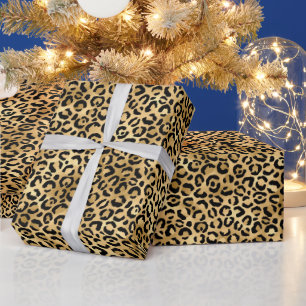 Papier Cadeau Impression léopard doré   Motif d'animal sauvage a