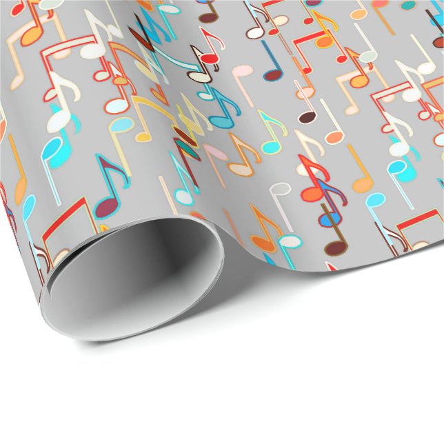 Papier Cadeau Impression musicale - Gris moyen, Multi (Coin rond)