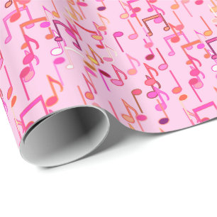 Papier Cadeau Impression musicale - rose, multi