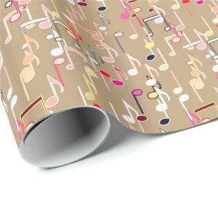 Papier Cadeau Impression musicale - taupe tan, multi