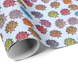 Papier Cadeau Impression Rose pointillée, Modèle Floral Moderne