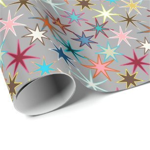 Papier Cadeau Impression Starburst moderne, couleurs de bijoux s