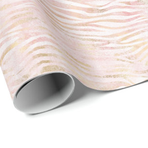 Papier Cadeau Impression Zebra Or Glam Rose