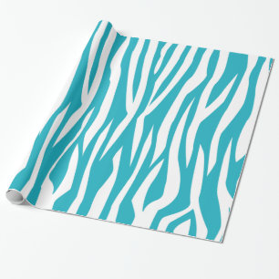 Papier Cadeau Impression Zebra Turquoise