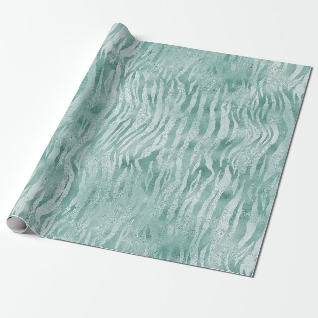 Papier Cadeau Impression Zèbre verte à la menthe (Déroulé)