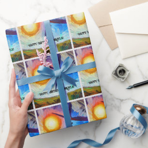 Papier Cadeau Impressionnisme Énergie solaire et éolienne