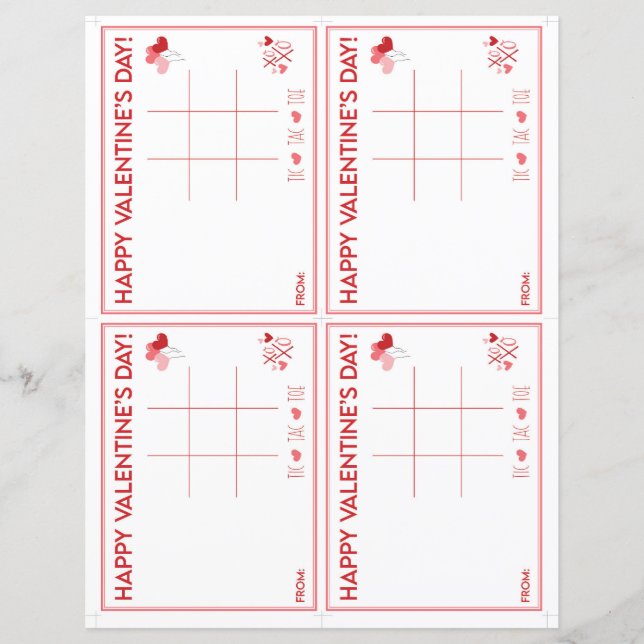 Papier Cadeau imprimable de Tic Tac Toe pour la Saint-Val (Devant)