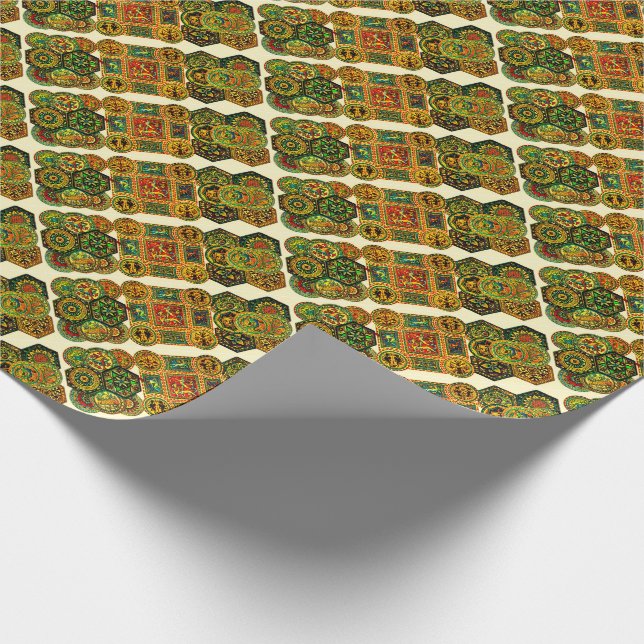 Papier Cadeau imprimé de motifs Renaissance italienne (Coin)