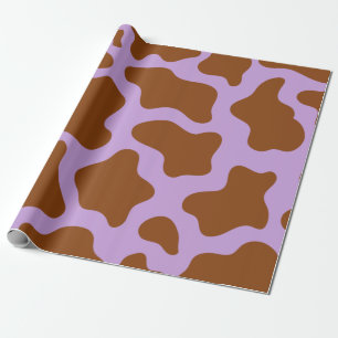 Papier Cadeau imprimé de vache brun violet pastel