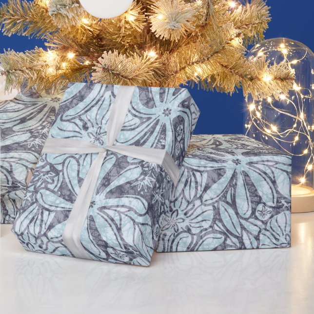 Papier Cadeau Imprimé hawaïen Naupaka ilima fleurs de tiare (Vacances)